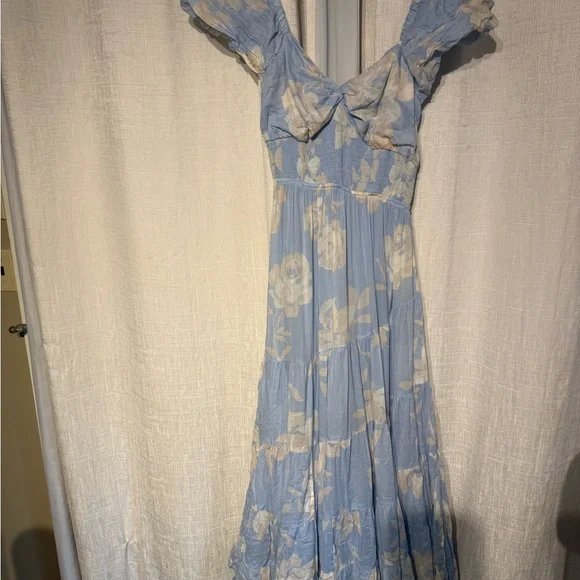 Free People Sky Blue Floral Maxi Dress - Picture 1 of 5